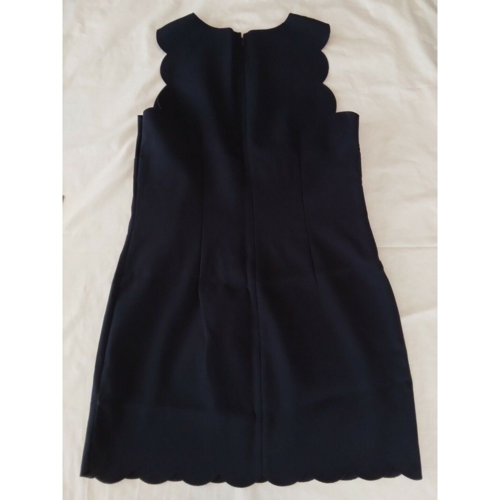 J Crew Womens Scallop Sheath Dress Size 8 Navy Blue Sleeveless Back Zip A3744 - Picture 5 of 9